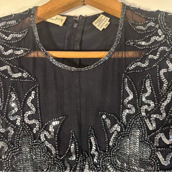 Scala Black Beaded and Sequin Maxi Dress with Zigzag Hem - Picture 5 of 9